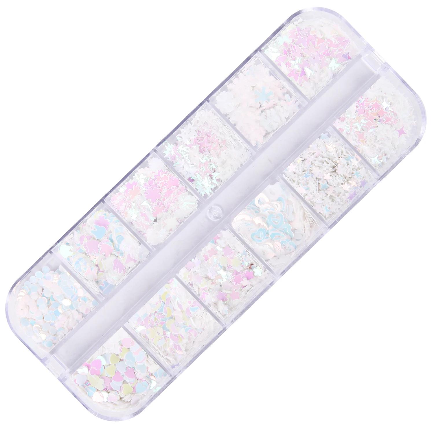 

3D Iridescent Nail Art Sequins Candy Color Nail Glitter DIY Chrome Powder Sparkly Hexagon Chunky Flakes Manicures Decorations