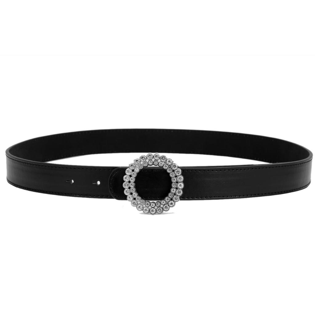 Ladies Belt Double Ring Double Diamond Round Button Head Belt