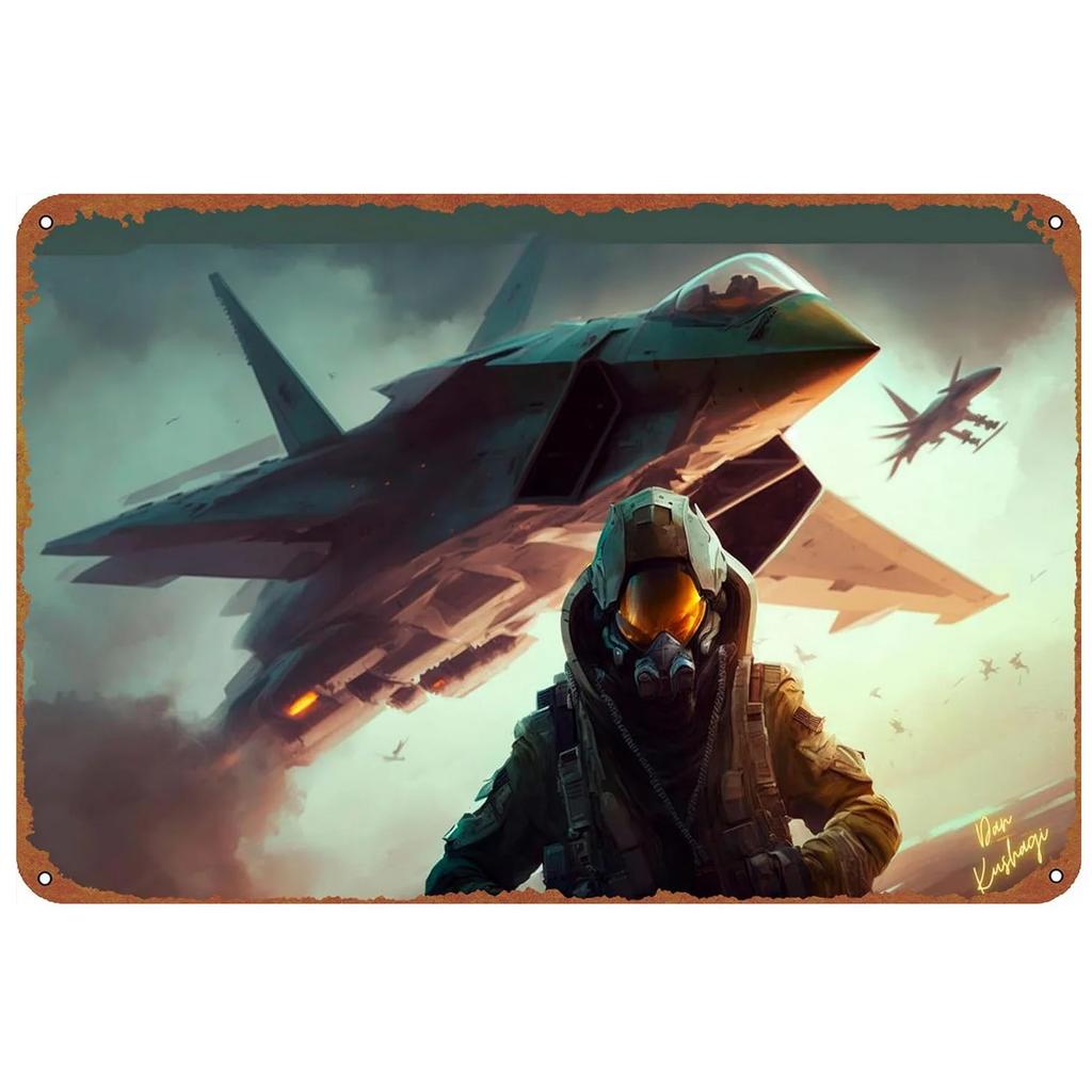 Vintage Fight Plane Metal Tin Signs Plaque Plate Retro Wall Art Posters for Man Cave Bar Pub Clubs Cafe Iron Painting Decoration