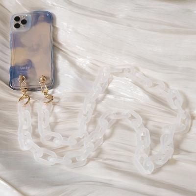 Yeni Telefon Zinciri Aksesuarı Ayrılabilir Parçalar Beyaz Crossbody Reçine Lüks Askı Telefon Kılıfı Zincirler Gri Akrilik Omuz İpi Asılı Zincir