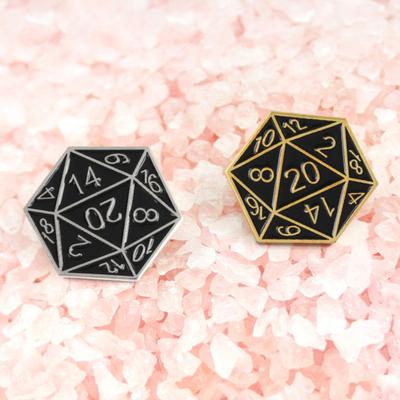 Unisex Twenty Sided Dice Enamel Number Brooch Pin Tabletop Gaming Gift Badge