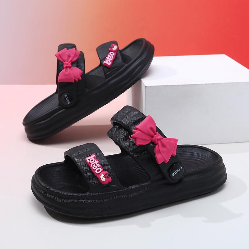Stylish Eva Summer Sandals For Girls Featuring Breathable Soft Sole Design In Black Pink And Green