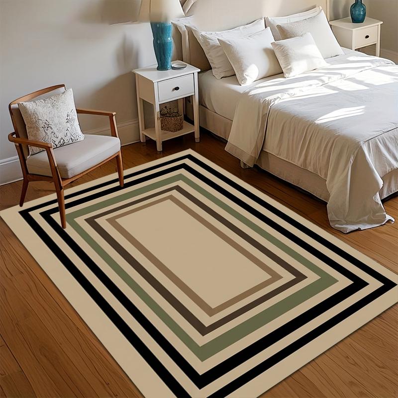 

Modern Geometric Area Rug Multi-Layered Border Frame Pattern Non-Slip Washable Indoor Carpet for Kids Bedroom Nursery Playroom 40x60CM