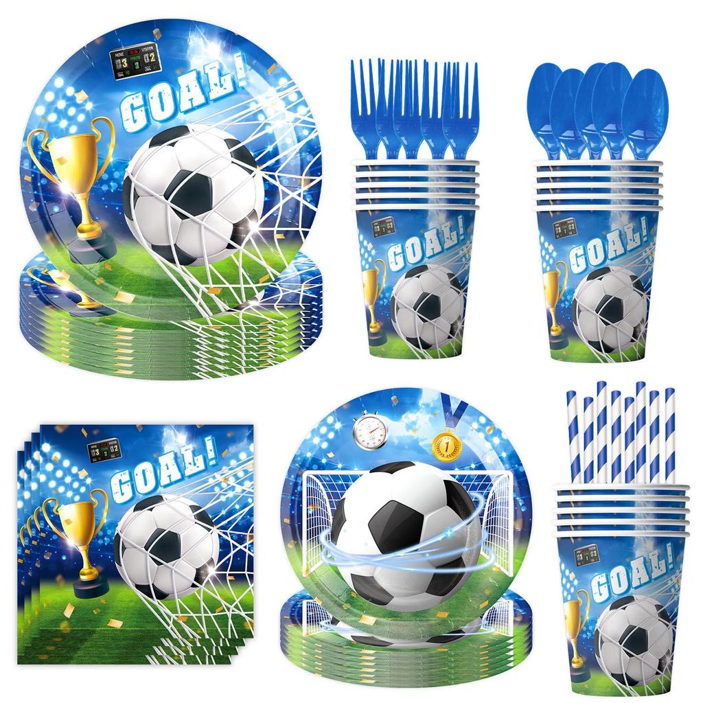 World Cup Football Party Supplies: Birthday Decorations & Tableware Set with Banners & Props