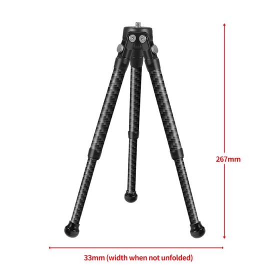 Portable Lightweight Carbon Fiber Mini Tripod 1/4 Light Stand Tabletop for OSMO 360 Phone SLR Action Cameras Selfie Live Holder