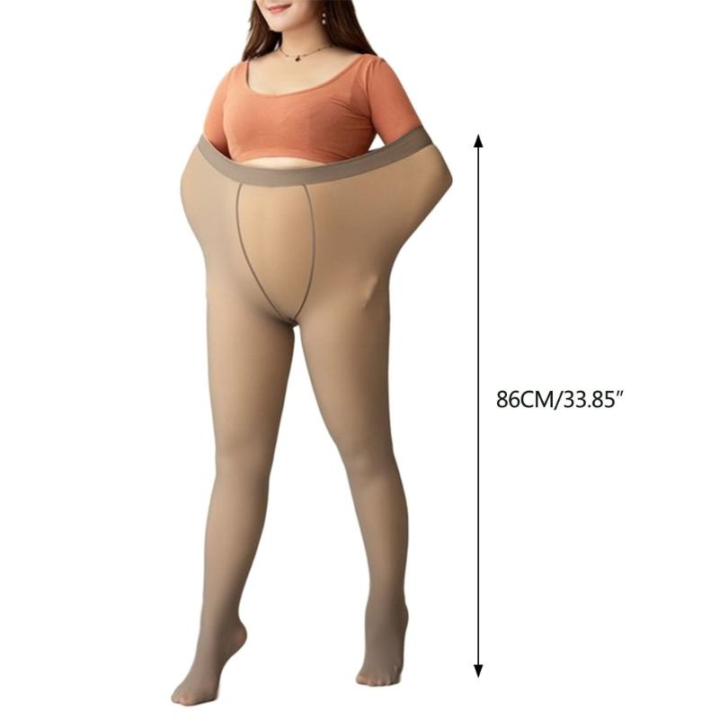 Large Size Fleece Lined Tights Women Leggings Winter Warm Thermal High Waist Pantyhose Opaque Faux Translucent Stockings