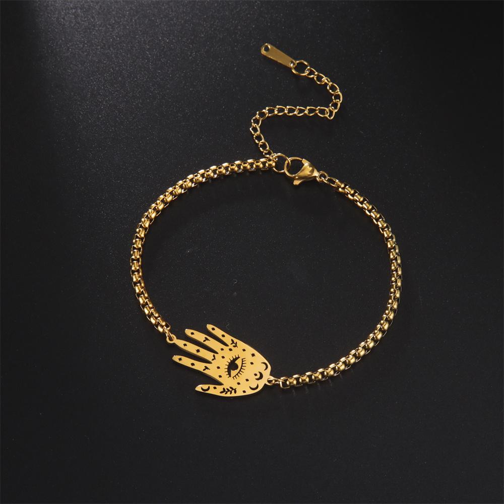 Náramek s přívěskem Hamsa Ruka Fatimy Nerezová ocel Amulet Náramky se zlým okem pro ženy Muže Šperky pro štěstí a ochranu