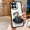 KEYSION Shockproof Plating TPU Phone Case for HONOR X7c Glitter Jewelled Swan kickstand Back Cover for Honor 200 Smart 5G