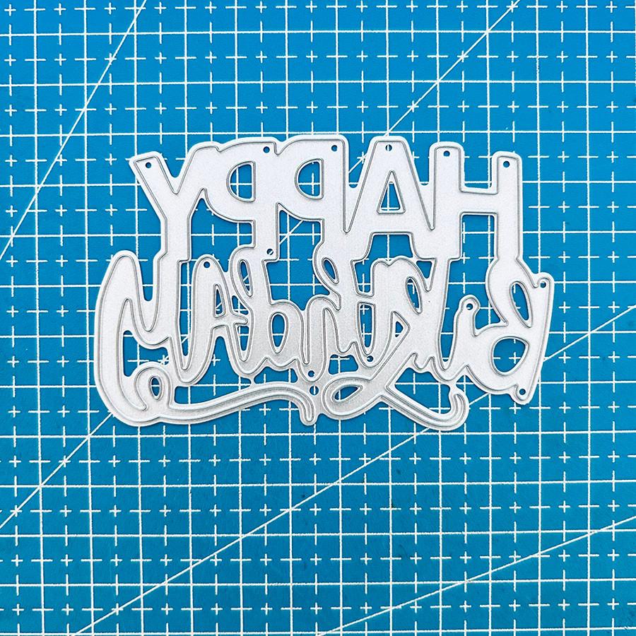 

С Днем Рождения металлический трафарет для DIY Скрапбукинг фотоальбом тиснение бумажные карты ремесла высечки dies серебряный