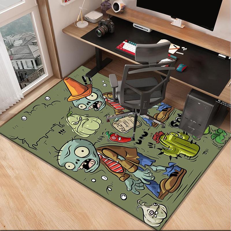 Vibrant Battle Zombies Office Rug Chair Mat, Game Carpet, Suitable for Front Door, Bedroom, Living Room, Desk, Holiday Gift