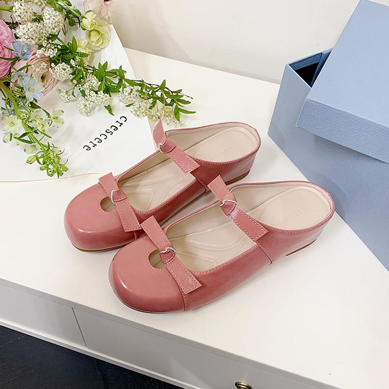 

Slippers for Women s Bag Head Empty Slipper Women s New Bow Muller Flat Pumps Inner Height Increase Mary Jane Cool Slippers 35 красный
