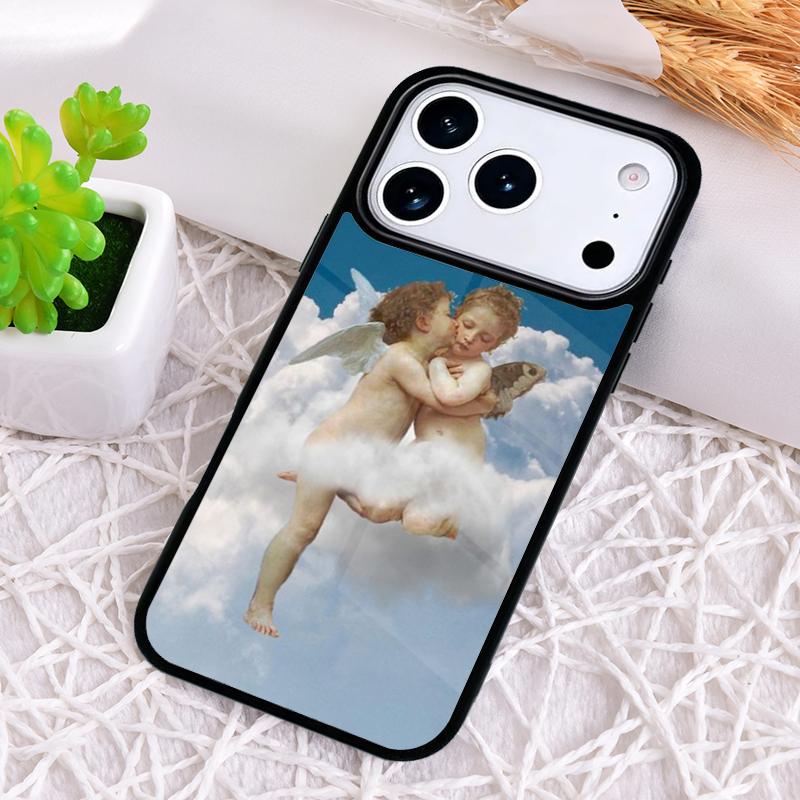 Vintage Painting Paradise Angel Shockproof Phone Case for iPhone 17 Air 16e 15 11 12 14 13 Pro Max Cover Coque