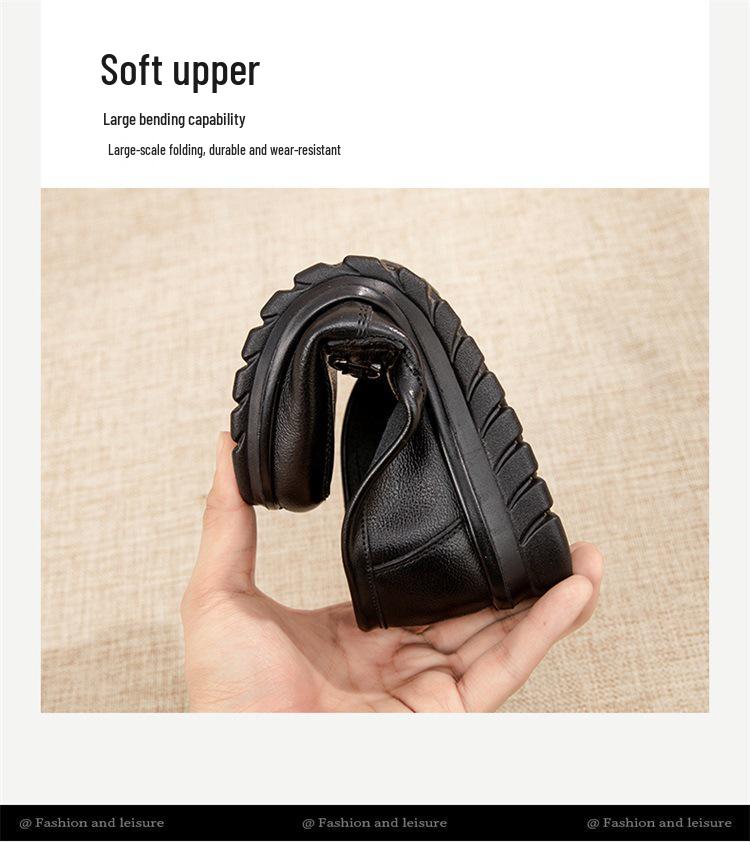 Soft Sole Non-Slip Genuine Leather Slip-On Shoes for Women, Perfect for Middle-Aged or Elderly Moms.
