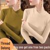 Double-sided Threaded Semi-high Neck Slim-fit Warm Base Layer Top for Women - Autumn/Winter Long-sleeve T-shirt