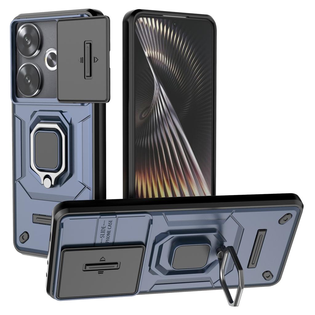 For Xiaomi Redmi Turbo 3 5G/Poco F6 5G Case Kickstand PC+TPU Phone Cover Sliding Lens Protection