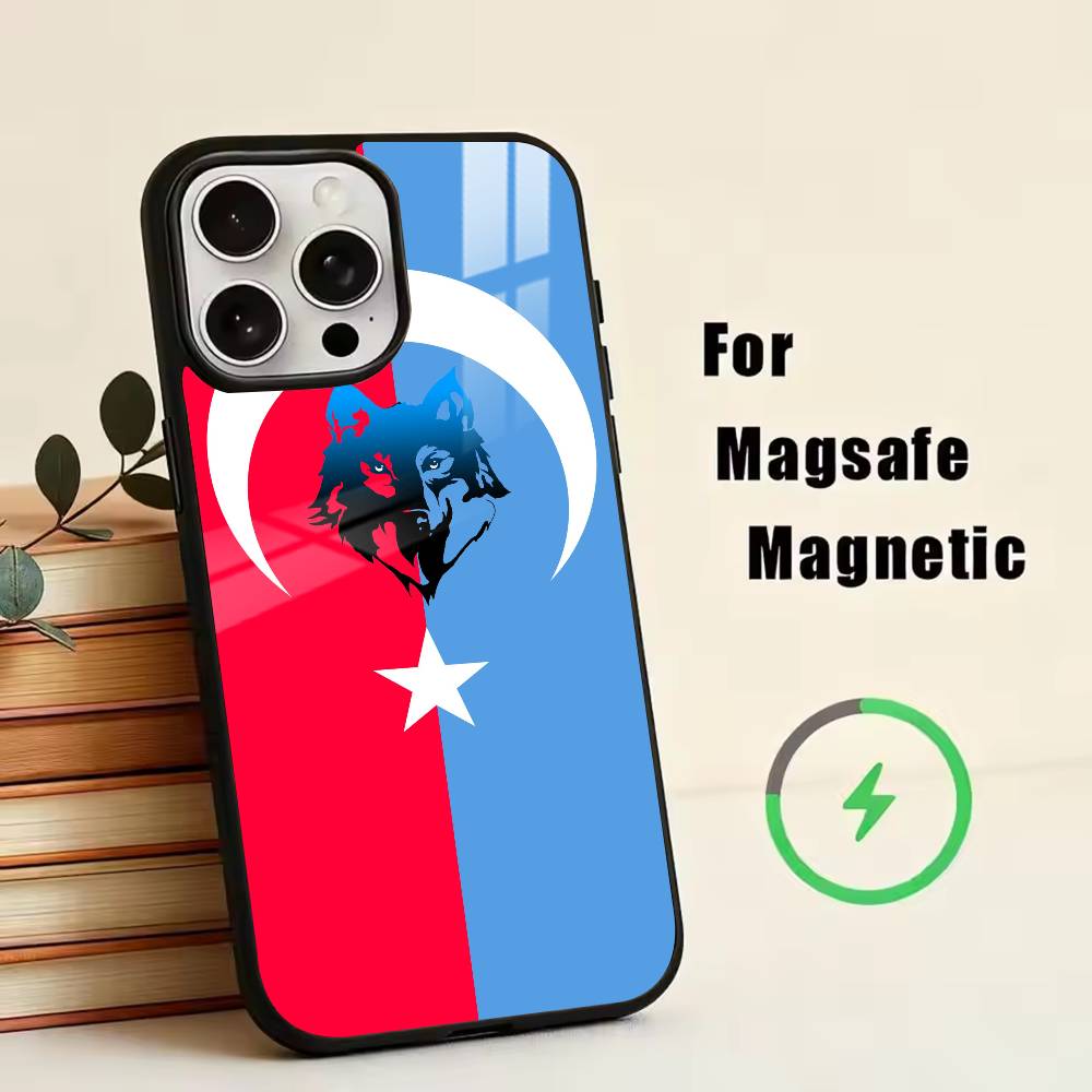 Türkischer Wolf Truthahn Flagge Handyhülle Für iPhone17,16,15,14,13,12,11 Plus,Pro Magnetisch Für Magsafe Kabelloses Laden