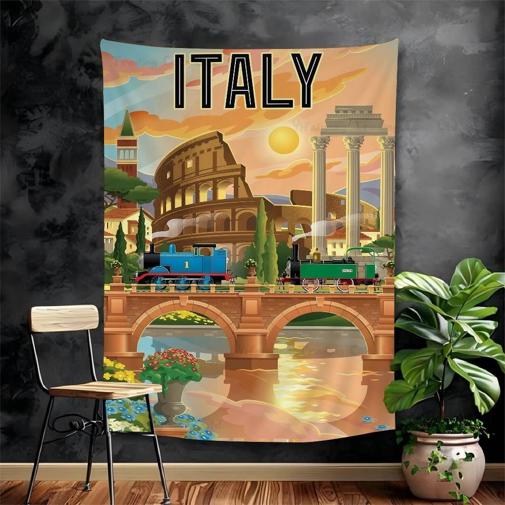 World Famous Tourist Cities DIY Wall Tapestry Hippie Flower Wall Carpets Dorm Decor Wall Art Decor