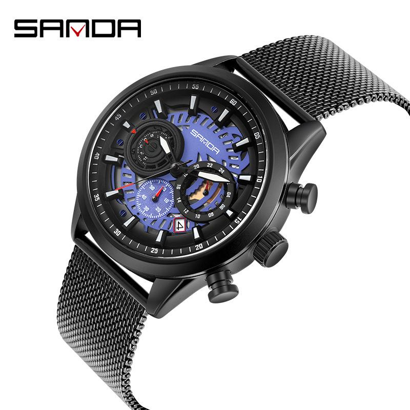 Sanda Men’s Six-Hand Waterproof Casual Business Watch - Korean Style Fashion Trend