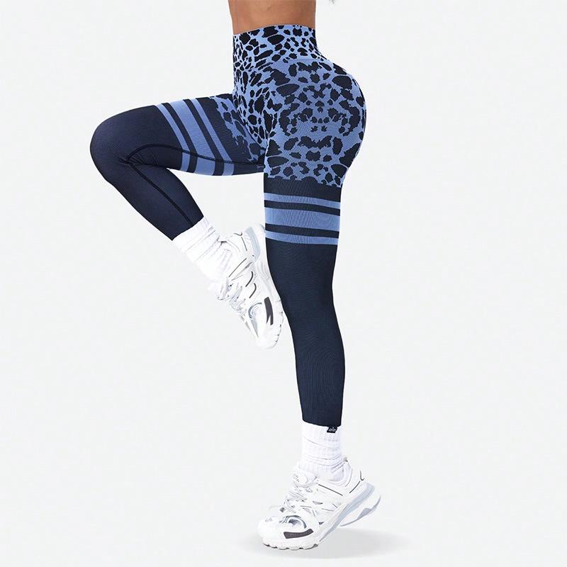 Women's High-Waisted Leopard Print Yoga Pants: Seamless, Butt-Lifting, Tummy-Control, Fit for Fitness and Sports, Wearable Outdoors.
