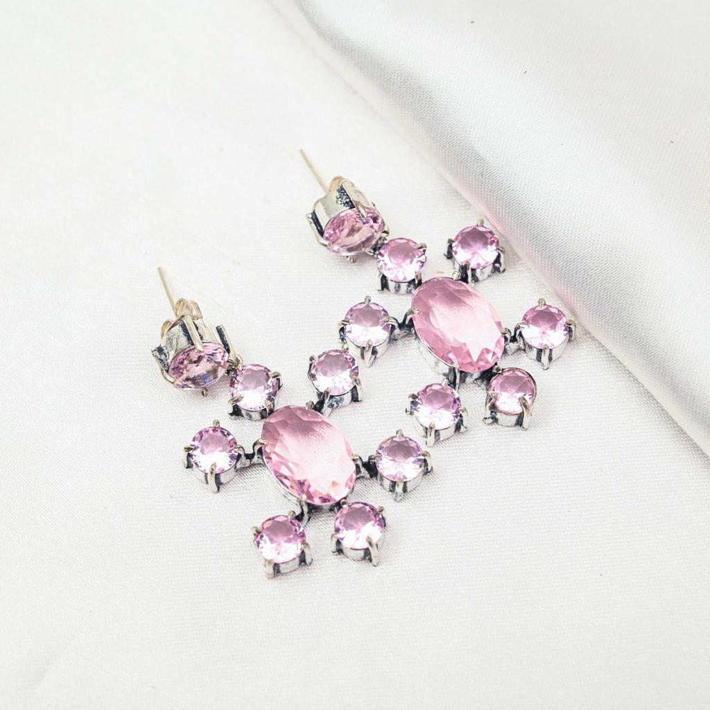 Pink Kunzite Earrings Gemstone Jewelry, 925 Solid Sterling Silver Earrings, Handmade Jewelry Birthstone Earrings, Gift For Him