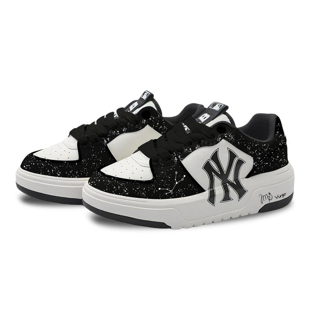 MLB Chunky Liner Virgo Vega Waterproof And Wear resistant Low top Skateboard Shoes Unisex Black White 3ASXCA12N-50WHS(Team999-)