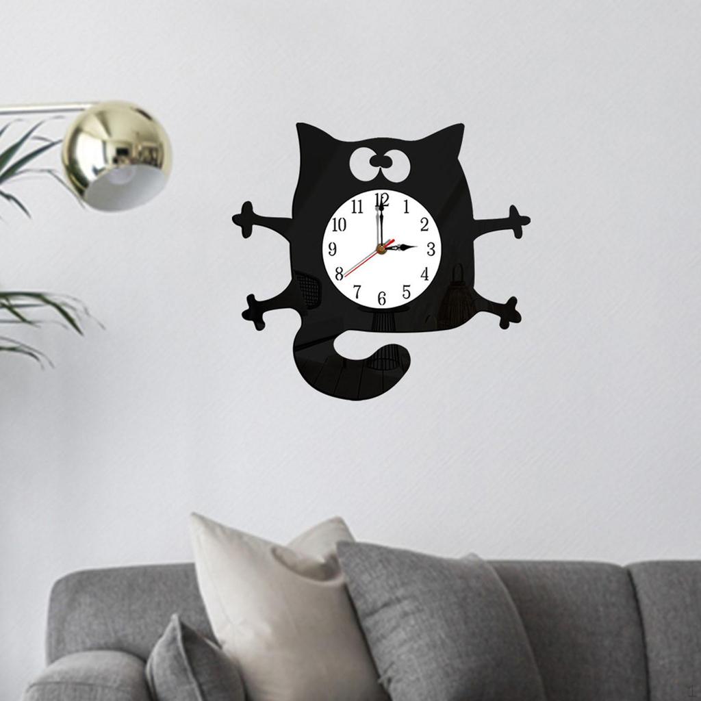 Cartoon Wall Clock, Non-Ticking Battery Operated Art for Bedroom Kitchen Decor