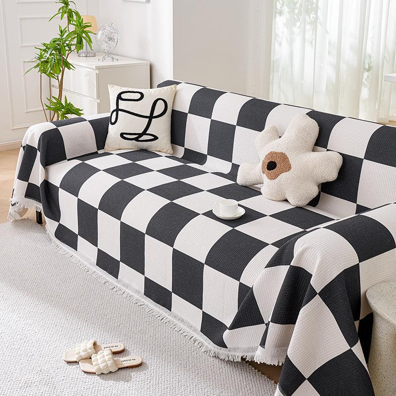 High-Grade Chessboard Waffle Universal Sofa Towel Cover Cloth One-Piece Sofa Cover All-Inclusive Sofa Blanket Four Seasons Universal