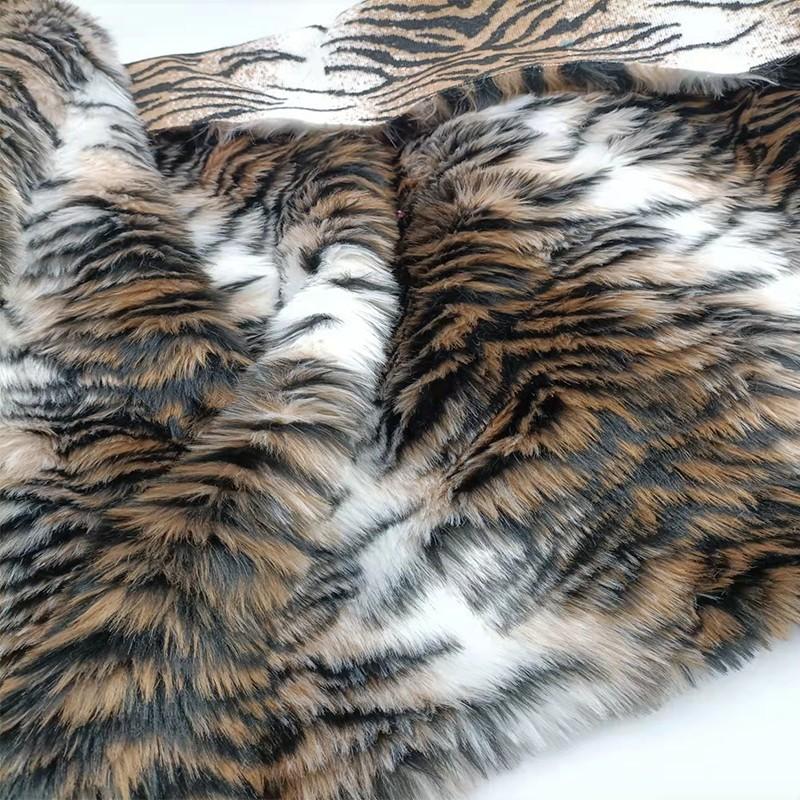 50x160cm Artificial Plush Cloth Tiger Pattern Artificial Fur Fabric for Performance DIY Sewing Background Carpet Cushion Materia