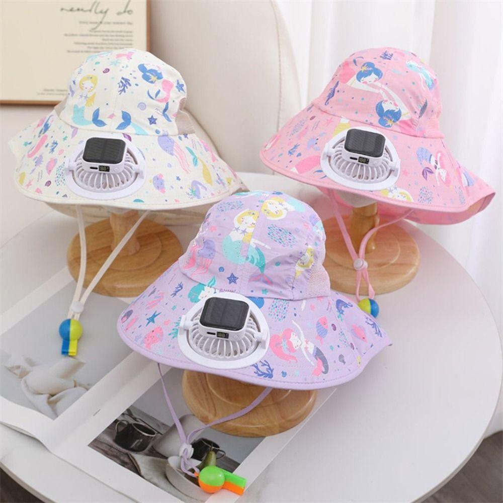 USB Charging Children Solar Fan Hat Anti-UV Sun Hat New Bucket Hat  Summer