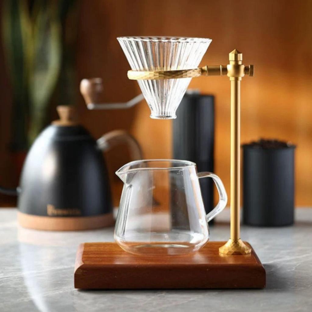 Coffee Dripper Stand with Wooden Base Minimalist Pour Over