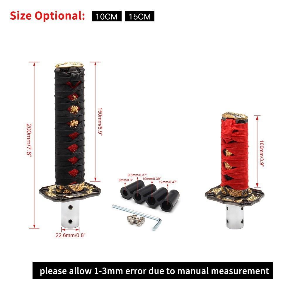 100/150/200mm JDM Katana Schaltknauf Samurai Schwert Schalthebelknauf mit 4 Adaptern Universell passend für die meisten manuellen und automatischen Autos