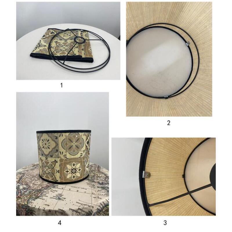 Handmade Bamboo Lamp Shade Retro American Flower Print Lampshade Warm House Decoration Chandelier Lampshade Lighting Crafts