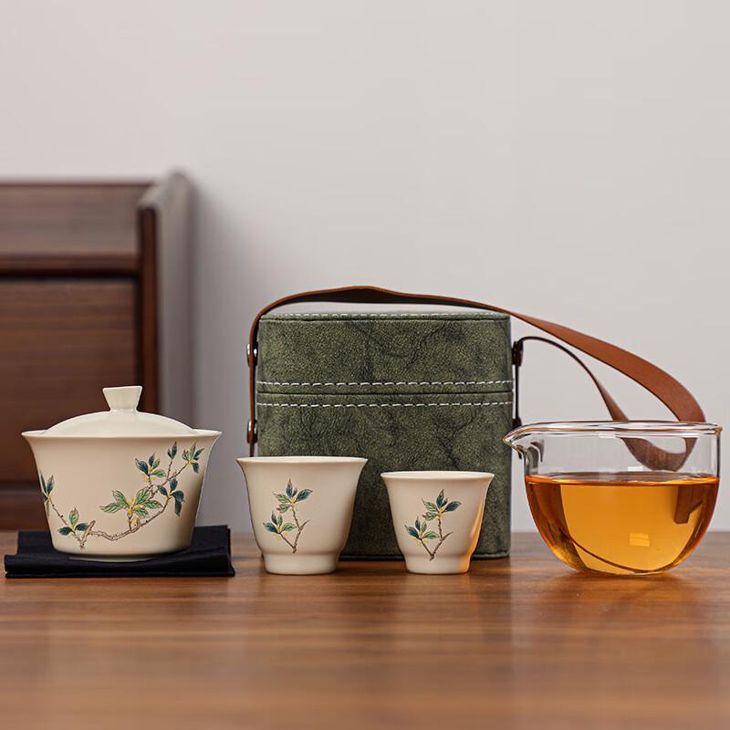 

Ceramic Travel Tea Set (One Pot, Two Cups) Leather Bag