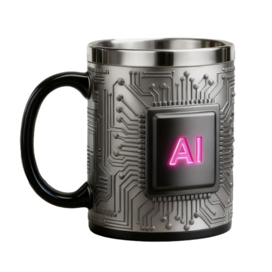 

Mug Stainless Steel Resin Heat Preservation Technology-Themed Chip Design Coffee Beer Cup Lightweight Portable Tech Fan Gift Mug B