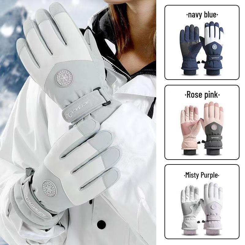 Fleece-Lined Waterproof Ski Gloves - Non-Slip, Touchscreen Compatible, for Men & Women, Thick, Windproof Winter Gloves for Cycling