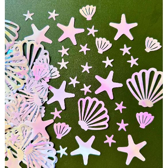 Seashell Confetti for Table Decor.100PCS Pearl Pink Seashell Glitter Confetti for Mermaid Birthday Party Decorations Starfish Ocean Party Decorations морская ракушка