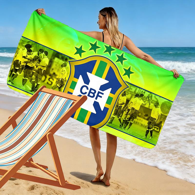 Brasilien Nationalmannschaft Print Strandtuch, Großes Weiches Schnelltrocknendes Handtuch für Strand Camping Schwimmen