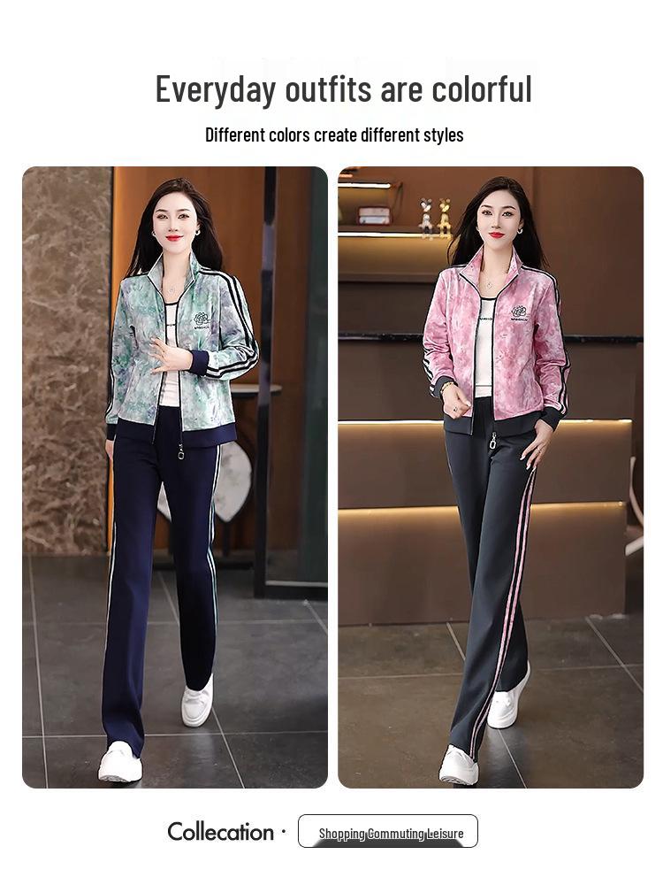 2025 Women's Trendy Three-Piece Tracksuit for Outdoor Running - Loose-Fit Fashion for Autumn/Spring