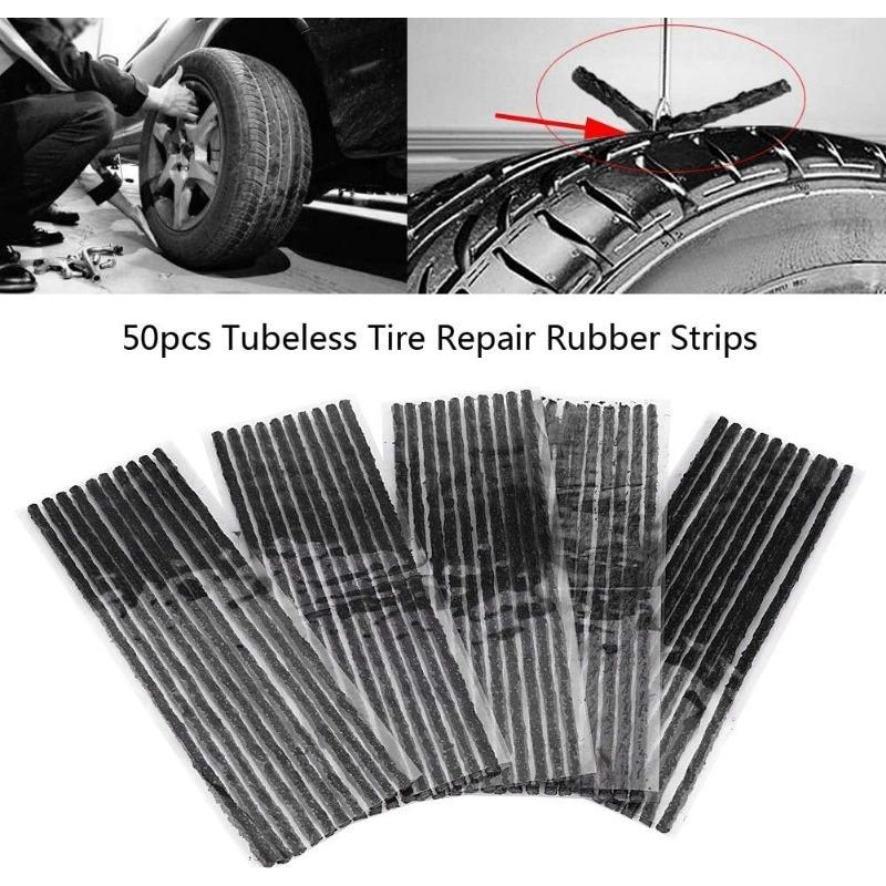 50 Stück Tubeless-Reifenreparatur Reifen Lochreparatur Dichtung Gummidichtstreifen Notfall-Reifenreparatur Zubehör Teile Autowerkzeuge 200*3.5mm
