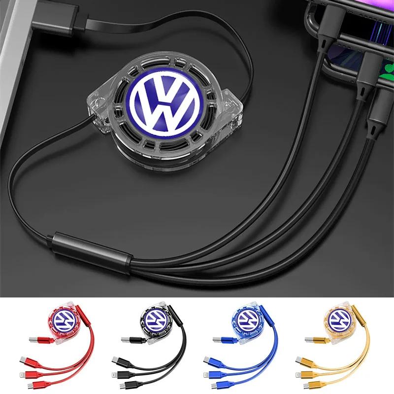 2025 Hot 3 In 1 Micro USB Type C Charging Cable Multi Charger For Volkswagen GTI Golf Tiguan Jetta Transporter Passat Polo T-Cro