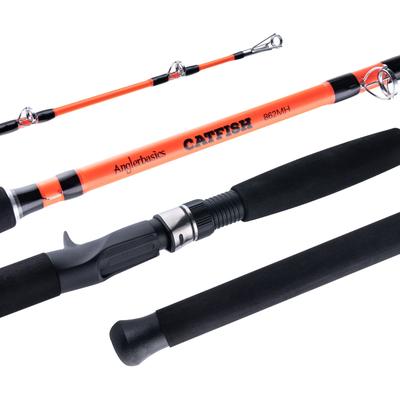 Wędka Goture na suma, Wędka składana, Wędka na głowacza, Specjalistyczna wędka na suma, Włókno szklane, Rzeka, Jezioro, Morze, Woda słodka, 7,6 stopy, 2-częściowa, 2,3 m, Pomarańczowa