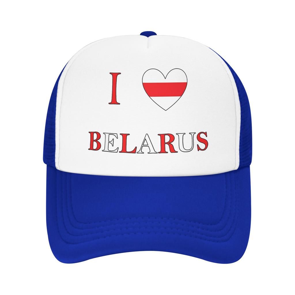Summer Mesh Sun Hats I Love Belarus  Spring Baseball Cap Trucker Hat  FeUnisex Unisex Custom Logo Tennis Skate Baseball Caps