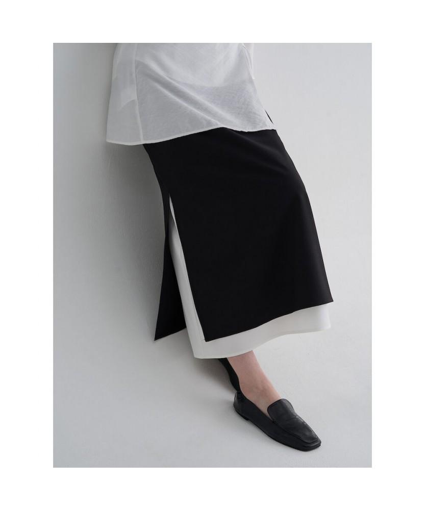 8SECONDS Color Block Layered Maxi Skirt Black
