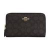 SignatureCanvas Old Logo Zip Closure Faux Leather Wallet Women's Walnut and Black Walnut with Black