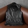 Men Biker Style Genuine Leather Vest Top Grain Cowhide Jacket Large Size Spring Autumn Fashion