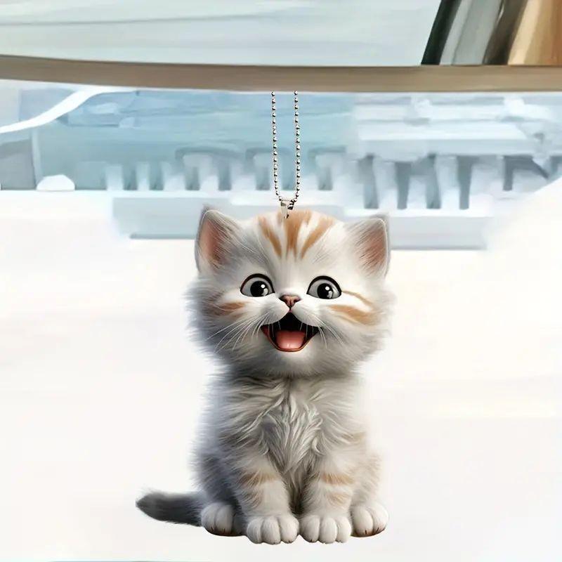 Acrylic Trendy Flat Cat Pendant For Fashionable Car Interior Accessories