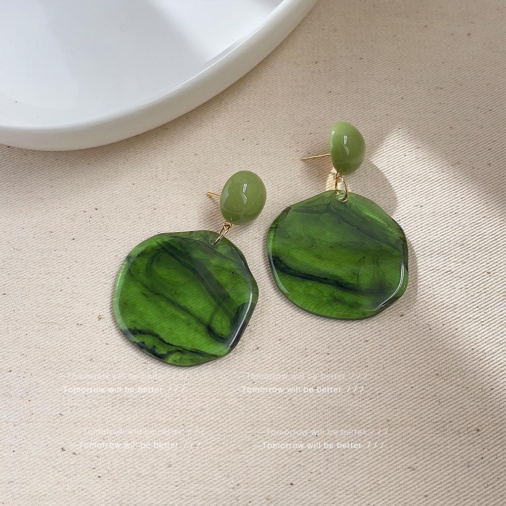 Green Floral Earrings - Japanese Korean Sweet Tea Series, High-End Whitening Ear Accessories