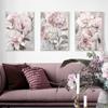 Pink Floral Posters Print for Nordic Bathroom Living Room Flower Wall Art Canvas Painting Home Wall Decor Pictures Farmhouse