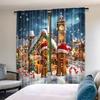 Flat Printing Christmas Party Curtain Gingerbread Fabric Without Electricity Festive Curtains Perfect Set Of 2 Made Polyester