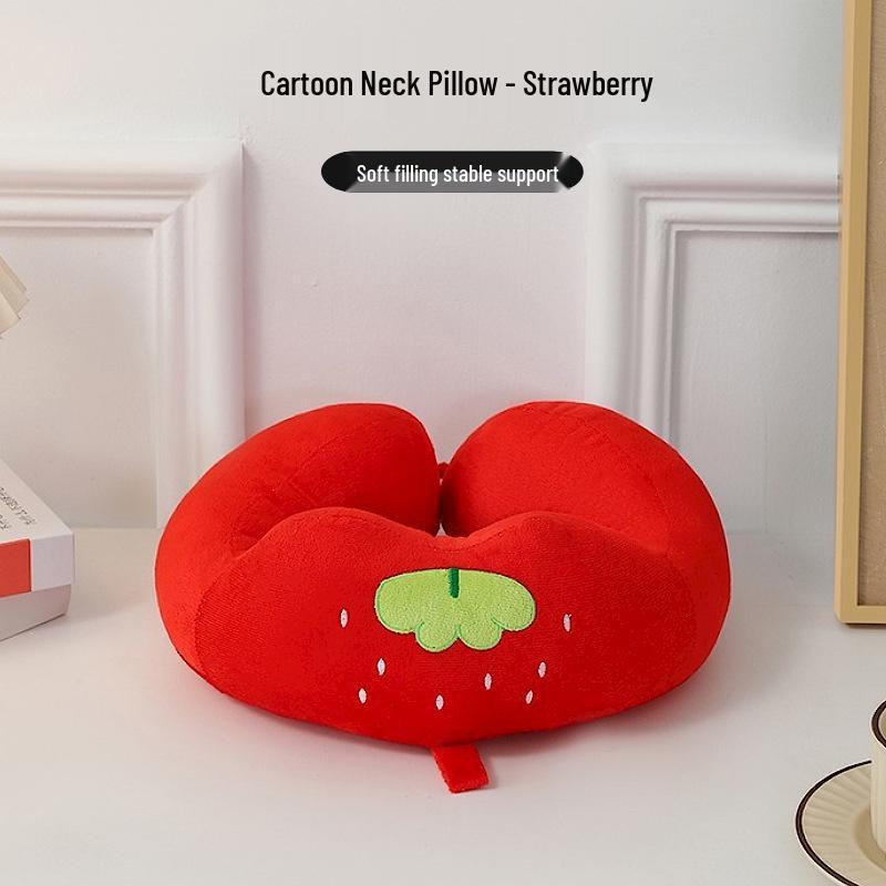 Cartoon Portable U-Shaped Neck Pillow - Foldable & Multifunctional for Travel
